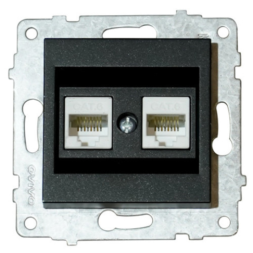 Механізм розетки комп'ютерної подвійної (CAT6) GRANO чорний ( 4013484 )
