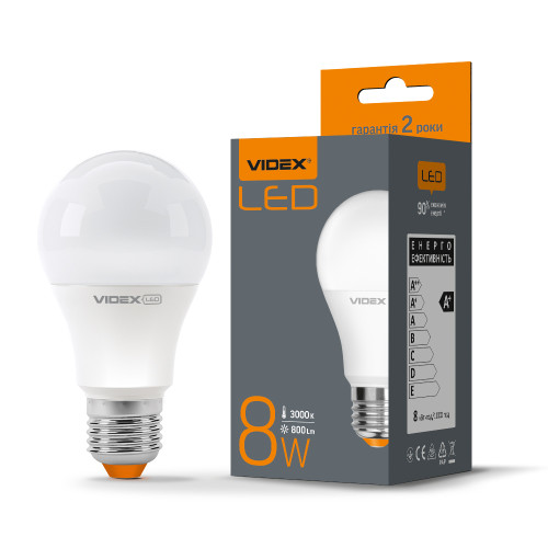 LED лампа VIDEX A60e 8W E27 3000K ( 4014052 )