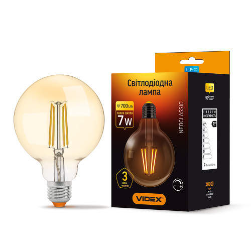 LED лампа VIDEX Filament G95FAD 7W E27 2200K димерна бронза ( 4014062 )