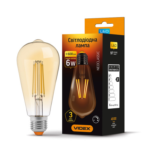 LED лампа VIDEX Filament ST64FAD 6W E27 2200K диммерная бронза ( 4014063 )