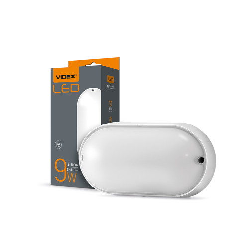 LED світильник IP65 овальний VIDEX 9W 5000K білий ( 4014099 )
