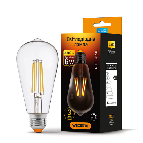 LED лампа VIDEX Filament ST64FD 6W E27 4100K димерна ( 4014102 )