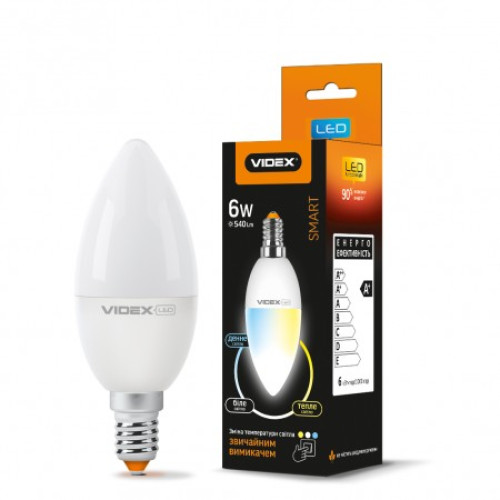LED лампа с регулировкой цветности VIDEX C37eC3 6W E14 220V ( 4014124 )