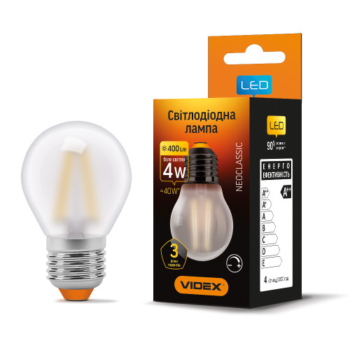 LED лампа VIDEX Filament G45FMD 4W E27 4100K диммерная LED лампа VIDEX Filament G45FMD 4W E27 4100K ( 4014129 )