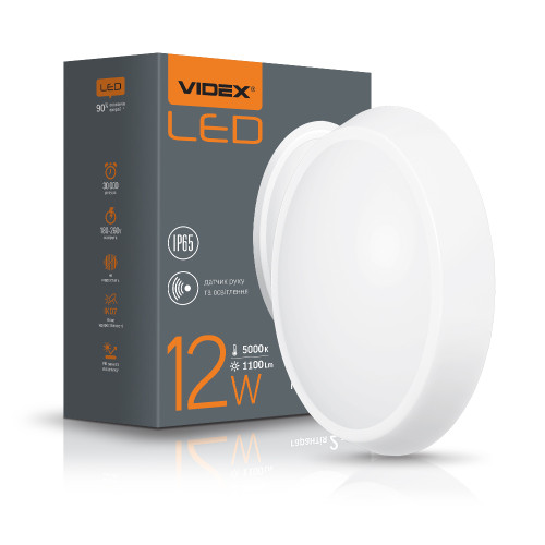 LED світильник IP65 овальний VIDEX 12W 5000K білий сенсорний ( 4014155 )