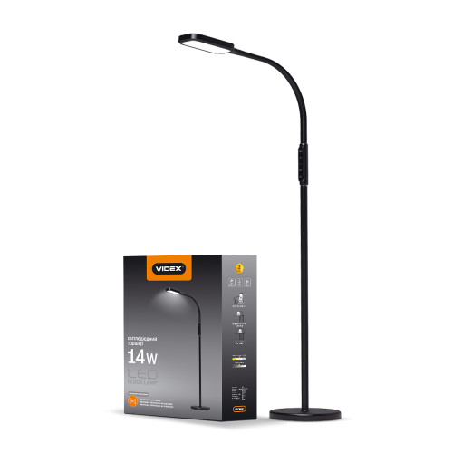 LED торшер черный VIDEX TF07B 14W 3000-5500K ( 4014157 )