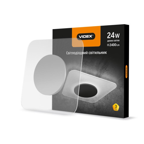 LED світильник акриловий квадратний VIDEX 24W 4100K ( 4014165 )