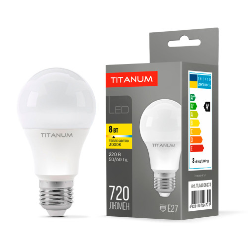 LED лампа TITANUM A60 8W E27 3000K ( 4014167 )