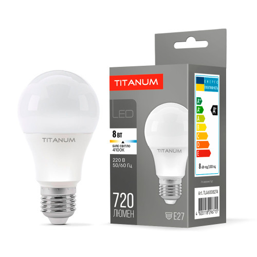 LED лампа TITANUM A60 8W E27 4100K ( 4014168 )