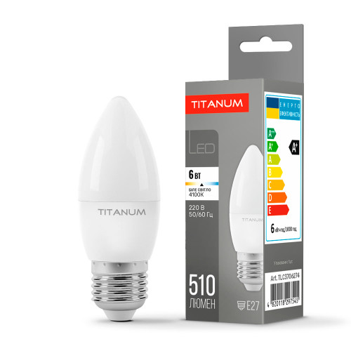 LED лампа TITANUM C37 6W E27 4100K ( 4014188 )