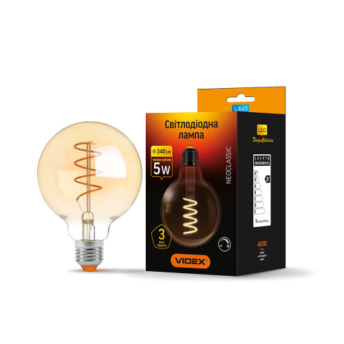 LED лампа VIDEX Filament G95FASD 5W E27 2200K димерна бронза ( 4014195 )
