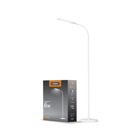LED торшер напольный белый VIDEX TF0702W 8W 3000-5500K ( 4014208 )