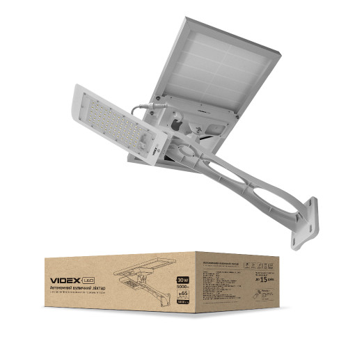 LED вуличний ліхтар автономний VIDEX 30W 5000K ( 4014220 )