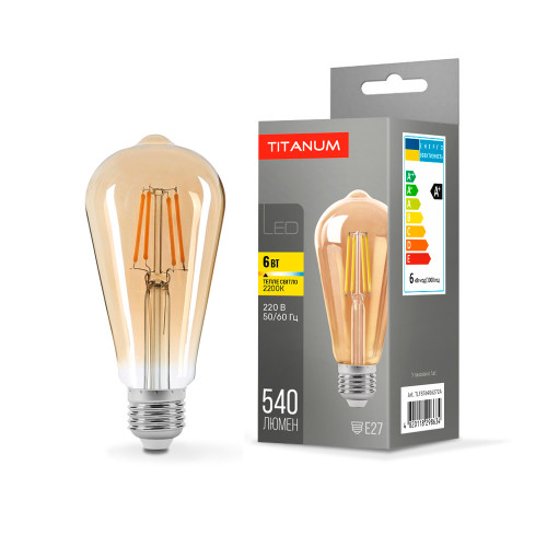 LED лампа TITANUM Filament ST64 6W E27 2200K бронза ( 4014249 )