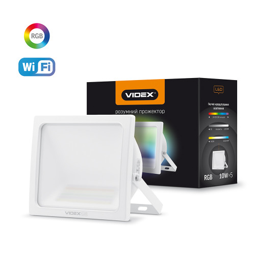 LED Смарт прожектор VIDEX 10W RGB Wi-fi 3000-6500 Білий ( 4014252 )