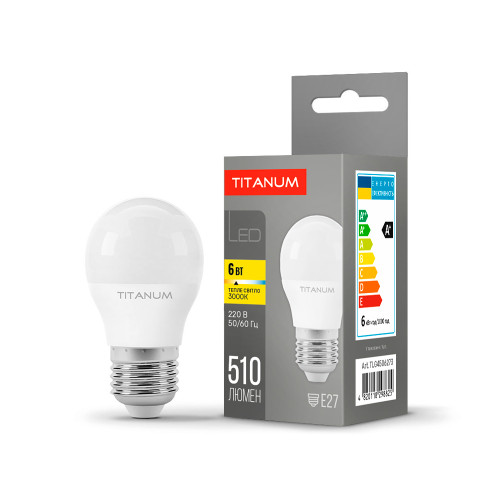 LED лампа TITANUM G45 6W E27 3000K ( 4014263 )