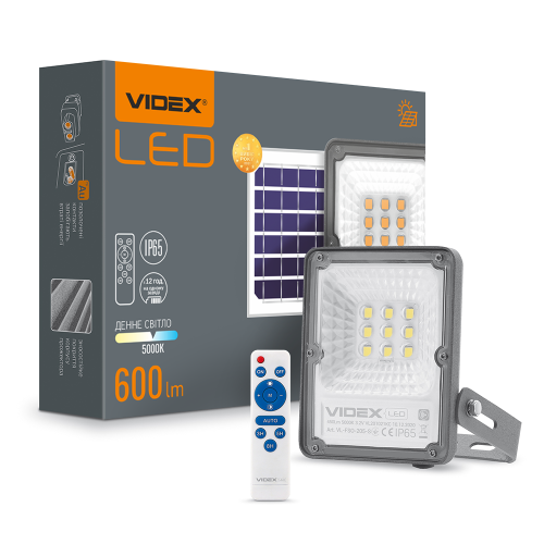 LED прожектор автономний VIDEX 600Lm 5000K ( 4014274 )