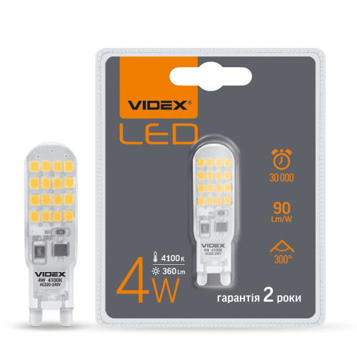 LED лампа VIDEX G9S 4W G9 4100K Cилікон ( 4014281 )