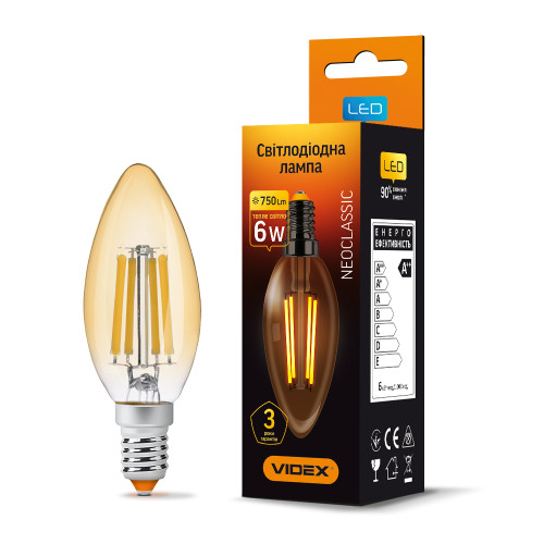 Светодиодная лампа VIDEX Filament C37FA 6W E14 2200K бронза ( 4014288 )