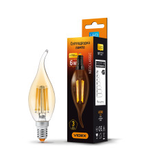 LED лампа VIDEX Filament C37FtA 6W E14 2200K бронза