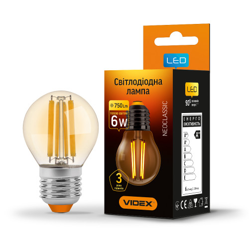 LED лампа VIDEX Filament G45FA 6W E27 2200K бронза ( 4014292 )