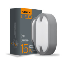 LED светильник IP65 овальный VIDEX 15W 5000K серый