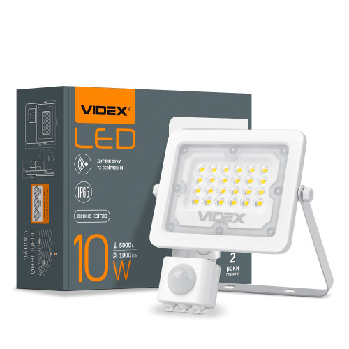 LED прожектор VIDEX F2e 10W 5000K з датчиком руху та освітленості ( 4014346 )