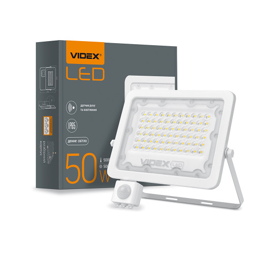 LED прожектор VIDEX F2e 50W 5000K з датчиком руху та освітленості ( 4014349 )