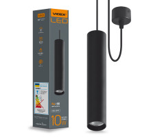 LED світильник підвісний накладний VIDEX 10W 4100K чорний