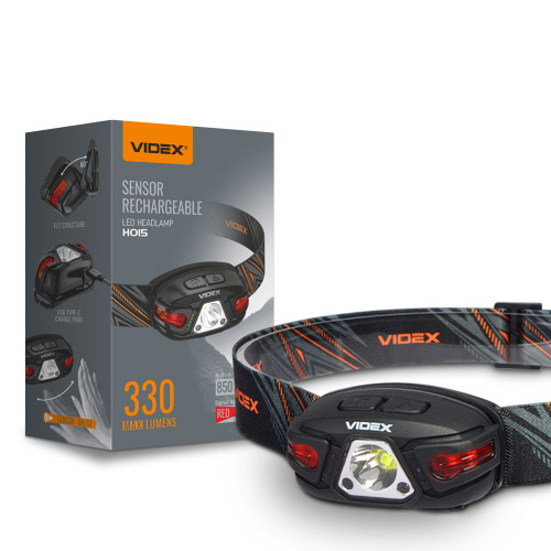 Налобный светодиодный фонарик VIDEX VLF-H015 330Lm 5000K, USB-C ( 4014432 )
