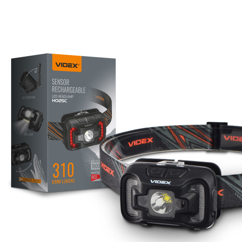 Налобний світлодіодний ліхтарик VIDEX VLF-H025C 310Lm 5000K, micro USB ( 4014441 )