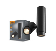 Світильник VIDEX під лампу GU10 SPF07 накладний поворотний подвійний чорний