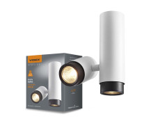 Світильник VIDEX під лампу GU10 SPF07 накладний поворотний подвійний білий + чорне кільце