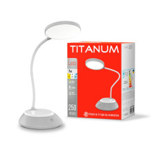 LED лампа настiльна з акумулятором TITANUM TLTF-022G 7W 3000-6500K USB сіра