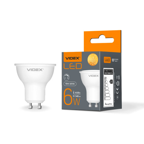LED лампа VIDEX MR16еD 6W GU10 4100K димерна ( 4014505 )