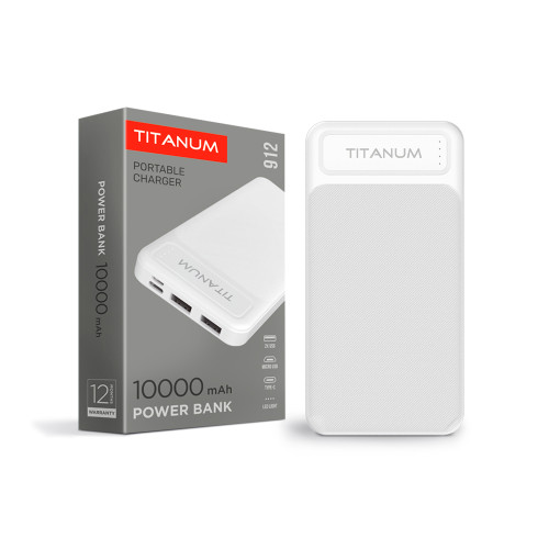 Повербанк TITANUM 912 White 10000mAh, Micro USB, Type-C, 2USB ( 4014566 )