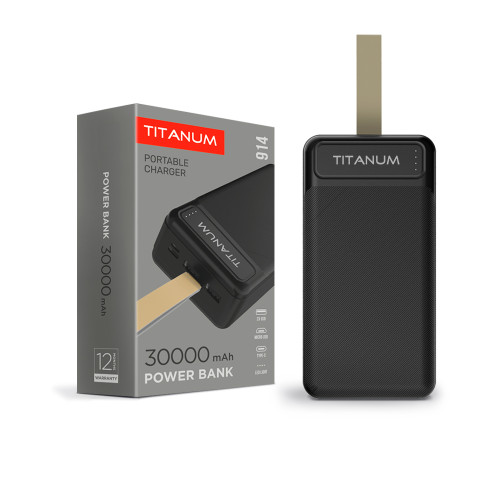 Повербанк TITANUM 914 Black 30000mAh, Micro USB, Type-C, 2USB ( 4014569 )