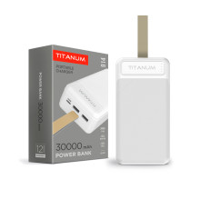 Повербанк TITANUM 914 White 30000mAh, Micro USB, Type-C, 2USB
