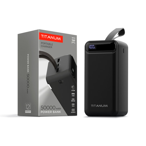 Повербанк TITANUM 741 Black 50000mAh, Micro USB, Type-C, 2USB ( 4014571 )