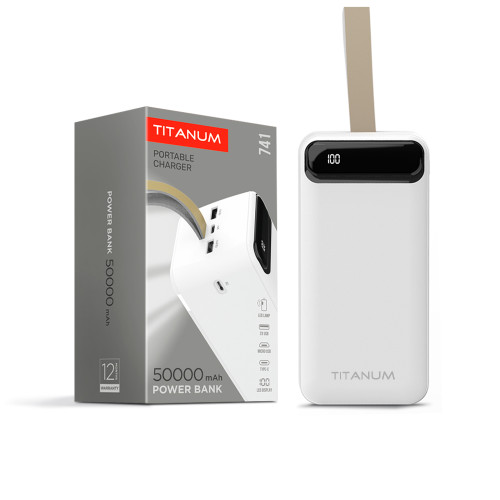 Повербанк TITANUM 741 White 50000mAh, Micro USB, Type-C, 2USB ( 4014572 )