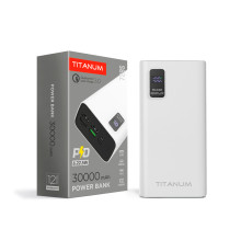 Повербанк TITANUM 728S 30000mAh 22.5W White, 4USB, Micro USB, Type-C