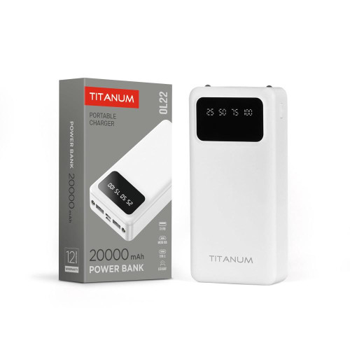 Повербанк 20000mAh TITANUM OL22 White, Micro USB, Type-C, 2USB ( 4014628 )