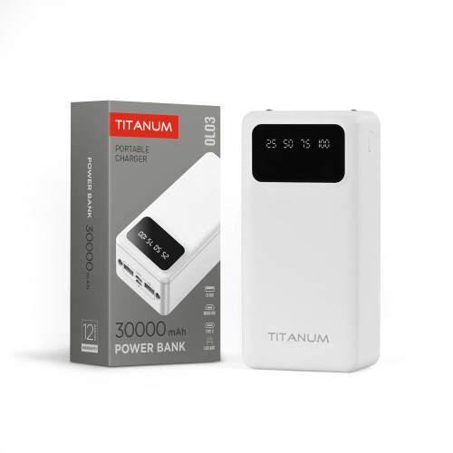 Повербанк 30000mAh TITANUM OL03 White, Micro USB, Type-C, 2USB ( 4014629 )