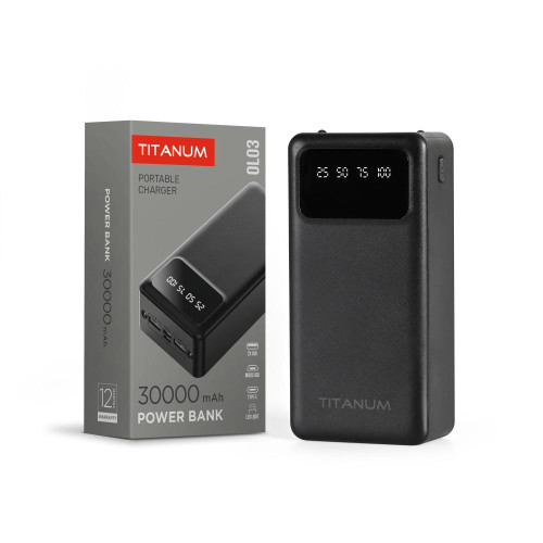 Повербанк 30000mAh TITANUM OL03 Black, Micro USB, Type-C, 2USB ( 4014630 )