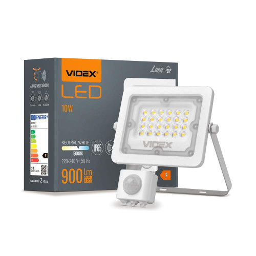 LED прожектор VIDEX F2e 10W 900Lm 5000K 220V з датчиком руху та освітленості ( 4014643 )