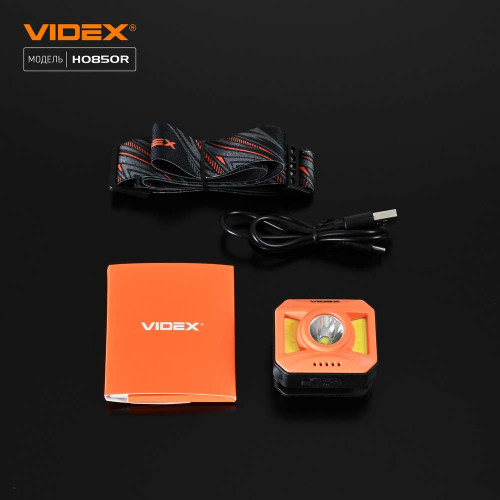 Налобный светодиодный фонарик VIDEX VLF-H085-OR 400Lm 5000K, USB-C ( 4014639 )