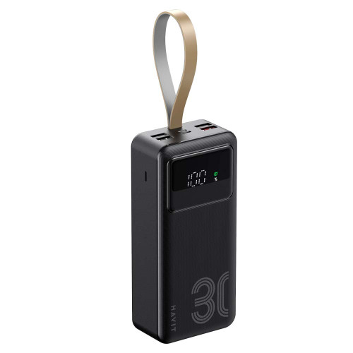 Повербанк 30000mAh HAVIT HV-PB110 Black 22.5W, 4USB, Micro USB, Type-C, Lightning ( 4014654 )
