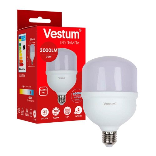 Світлодіодна високопотужна лампа Vestum T100 30W 6500K 220V E27 1-VS-1608 ( 4014661 )
