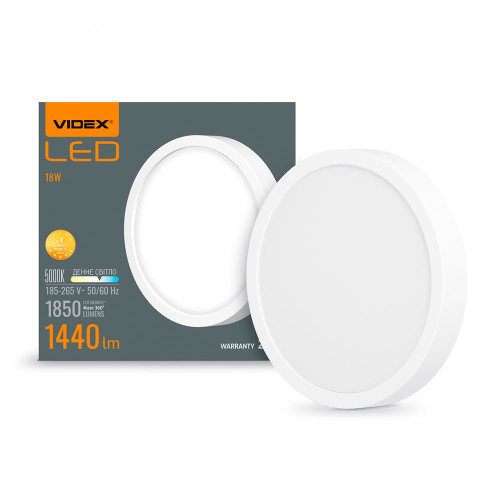 LED Світильник круглий накладний VIDEX Downlight 18W 5000K White ( 4018345 )
