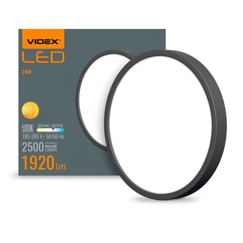 LED Светильник круглый накладной VIDEX Downlight 24W 5000K Black ( 4018347 )